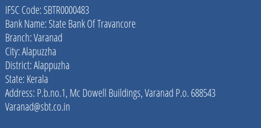 State Bank Of Travancore Varanad Branch Alappuzha IFSC Code SBTR0000483