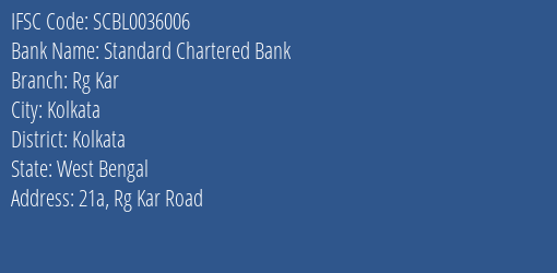 Standard Chartered Bank Rg Kar Branch Kolkata IFSC Code SCBL0036006