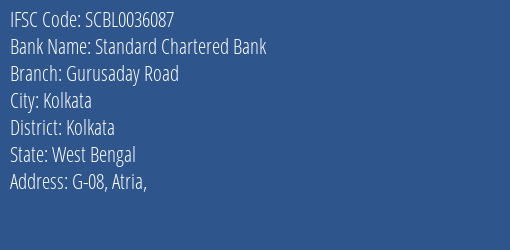 Standard Chartered Bank Gurusaday Road Branch Kolkata IFSC Code SCBL0036087