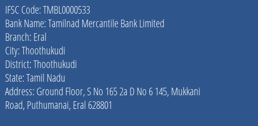 Tamilnad Mercantile Bank Eral Branch Thoothukudi IFSC Code TMBL0000533