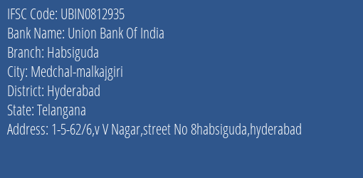 Union Bank Of India Habsiguda Branch Hyderabad IFSC Code UBIN0812935