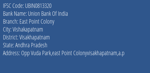 Union Bank Of India East Point Colony Branch, Branch Code 813320 & IFSC Code Ubin0813320
