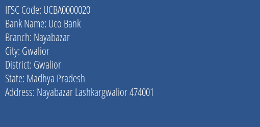 Uco Bank Nayabazar Branch, Branch Code 000020 & IFSC Code UCBA0000020