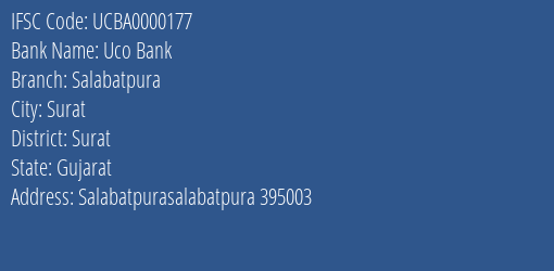 Uco Bank Salabatpura Branch Surat IFSC Code UCBA0000177