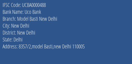 Uco Bank Model Basti New Delhi Branch, Branch Code 000488 & IFSC Code UCBA0000488