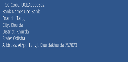 Uco Bank Tangi Branch Khurda IFSC Code UCBA0000592