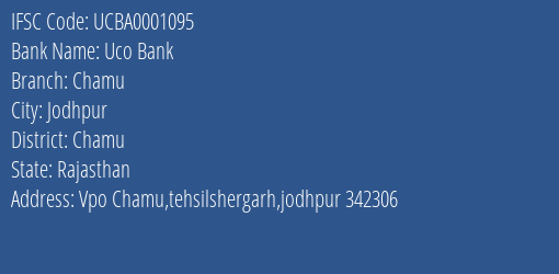 Uco Bank Chamu Branch Chamu IFSC Code UCBA0001095
