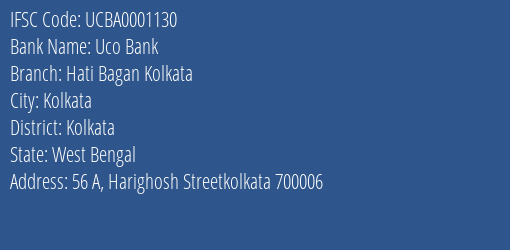 Uco Bank Hati Bagan Kolkata Branch Kolkata IFSC Code UCBA0001130