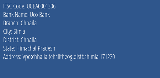 Uco Bank Chhaila Branch Chhaila IFSC Code UCBA0001306