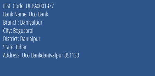 Uco Bank Daniyalpur Branch Danialpur IFSC Code UCBA0001377