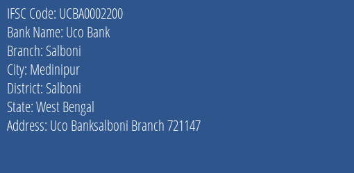 Uco Bank Salboni Branch Salboni IFSC Code UCBA0002200