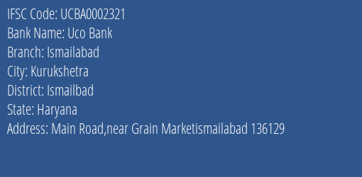 Uco Bank Ismailabad Branch Ismailbad IFSC Code UCBA0002321
