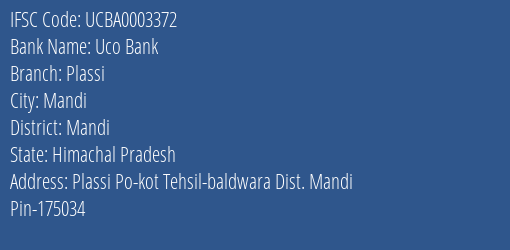 Uco Bank Plassi Branch Mandi IFSC Code UCBA0003372