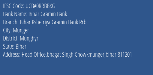 Bihar Gramin Bank Sakhmohan Smn Branch Samastipur IFSC Code UCBA0RRBBKG