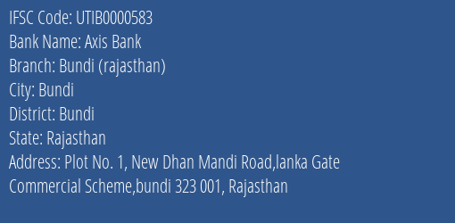 Axis Bank Bundi Rajasthan Branch Bundi IFSC Code UTIB0000583
