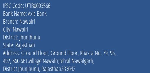 Axis Bank Nawalri Branch Jhunjhunu IFSC Code UTIB0003566