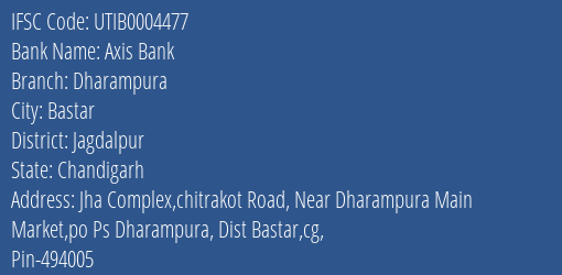 Axis Bank Dharampura Branch Jagdalpur IFSC Code UTIB0004477