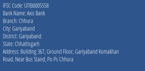 Axis Bank Chhura Branch, Branch Code 005558 & IFSC Code UTIB0005558