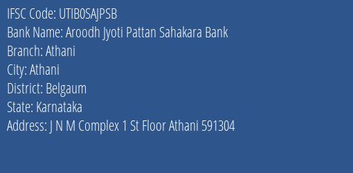 Axis Bank Aroodh Jyoti Pattan Sahakara Bank Branch, Branch Code SAJPSB & IFSC Code UTIB0SAJPSB