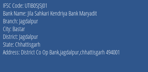 Jila Sahkari Kendriya Bank Maryadit Jagdalpur Kanker Branch Kanker IFSC Code UTIB0SJSJ01