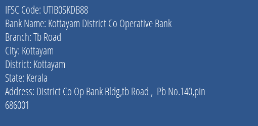 Axis Bank Kottayam District Co Operative Bank Branch, Branch Code SKDB88 & IFSC Code UTIB0SKDB88