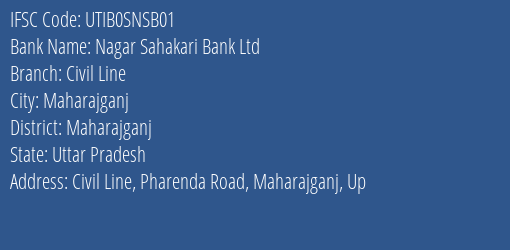 Nagar Sahakari Bank Ltd Civil Line Branch, Branch Code SNSB01 & IFSC Code UTIB0SNSB01