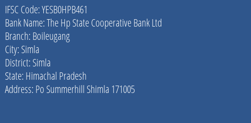 Yes Bank The Hp State Coop Bank Boileugang Branch Simla IFSC Code YESB0HPB461
